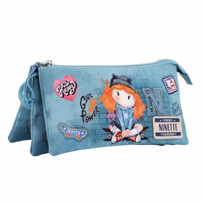 TRIPLE PENCIL CASE FOREVER NINETTE SKATER