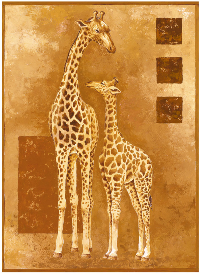 MOTHER GIRAFFE AND YOUNG