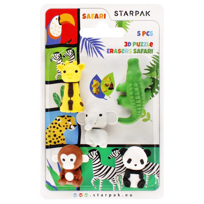 ERASERS 3D PUZZLE 5 PCS SAFARI