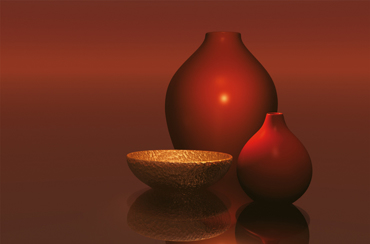 Red Vases with Bowl