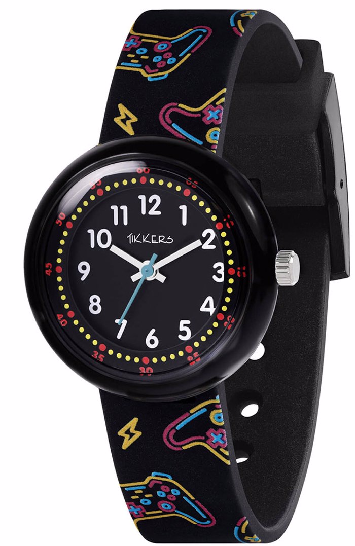 TIKKERS BLACK PRINTED STRAP WATCH