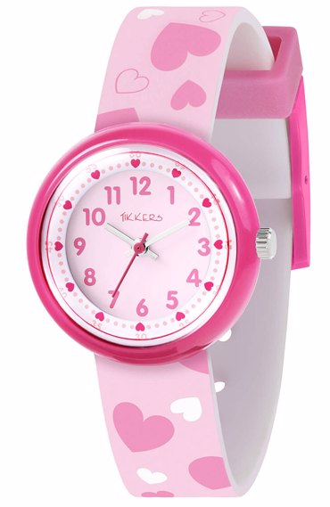 TIKKERS PINK HEART STRAP WATCH