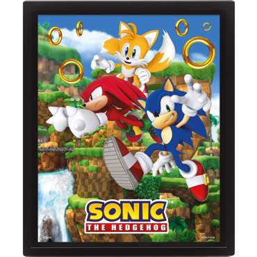 SONIC THE HEDGEHOG (CATCHING RINGS) FRAMED 3D