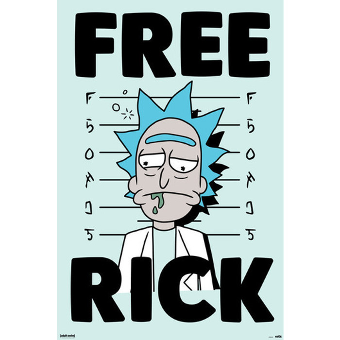 RICK & MORTY FREE RICK AFISA 61X91