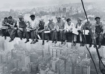 MEN ON GIRDER LANDSCAPE