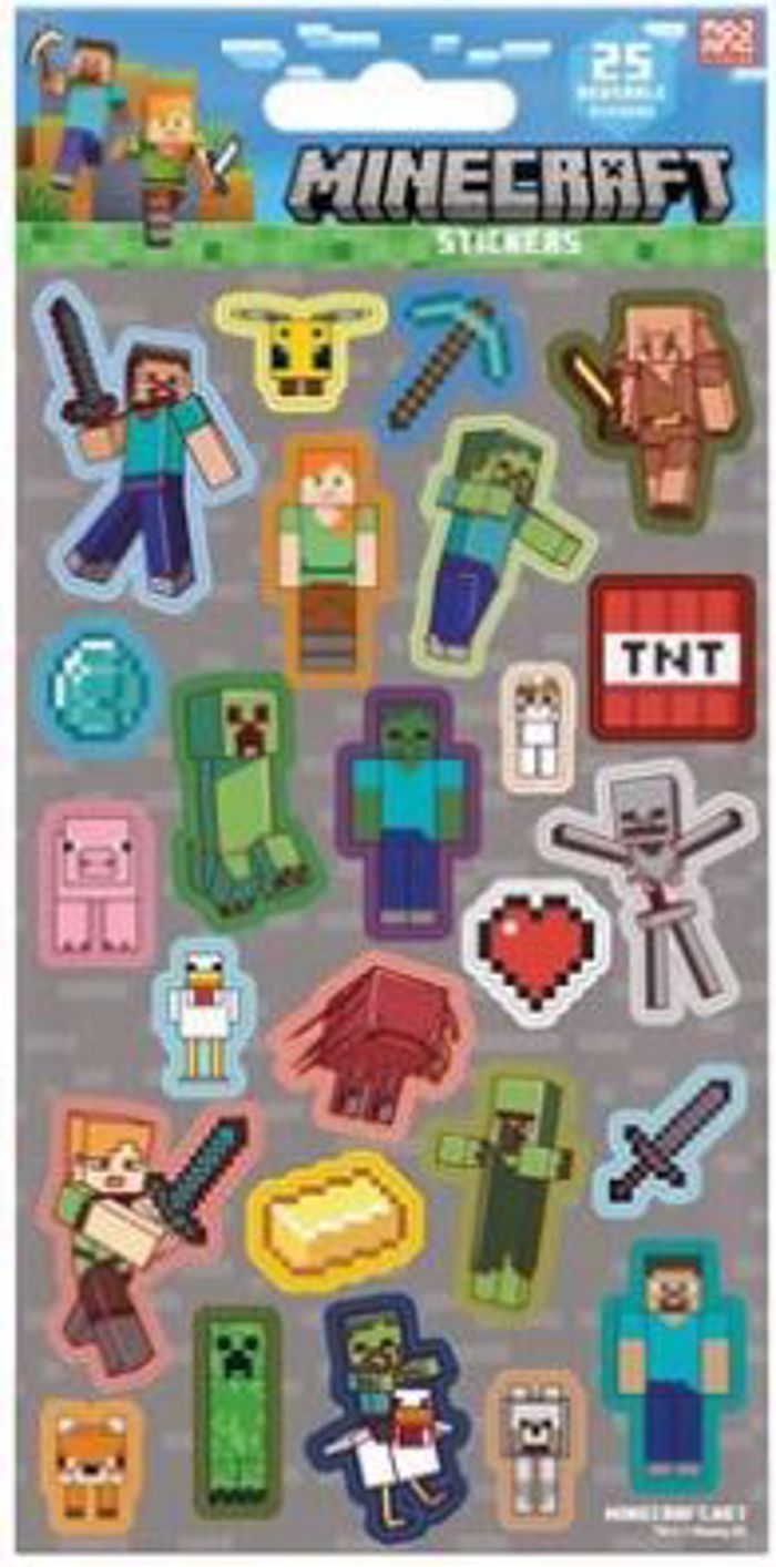 MINECRAFT (ASSORMENT) 25pc REUSEABLE PAPER STICKERS